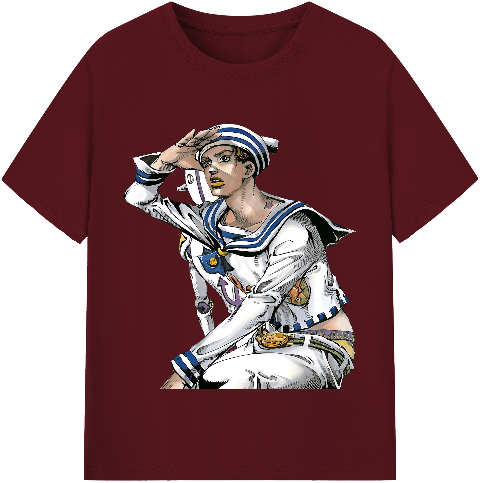 （画像用） ジョジョの奇妙な冒険 東方定助 JoJo's Bizarre Adventure Higashikata Josuke 綿100％半袖Tシャツ（フロントプリント）